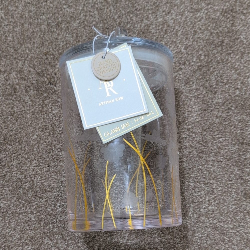 NWT Artisan Row Glass Jar with Gold Accents